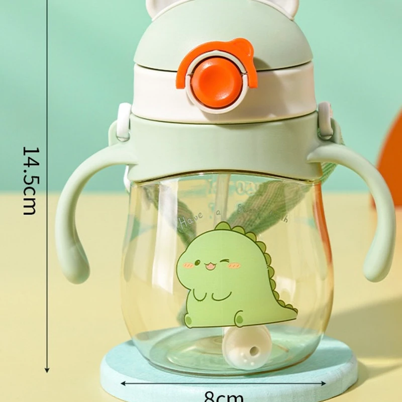 Baby Learning Sippy Cup | 410ml Straw Cup for Milk & Water with Handle and Strap - Image 3