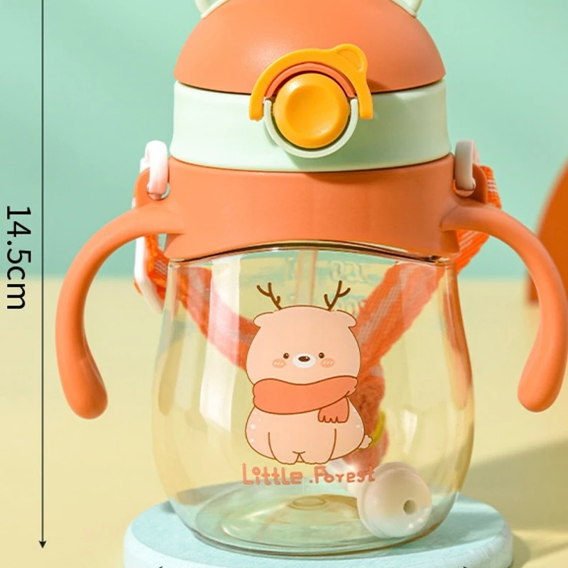 Baby Learning Sippy Cup | 410ml Straw Cup for Milk & Water with Handle and Strap - Image 4