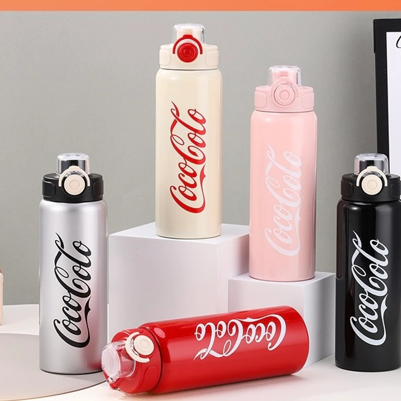 800ml Cola Water Bottle – Large Capacity Insulated Cup with Handle, Portable Outdoor Sports Flask with Flip-Top