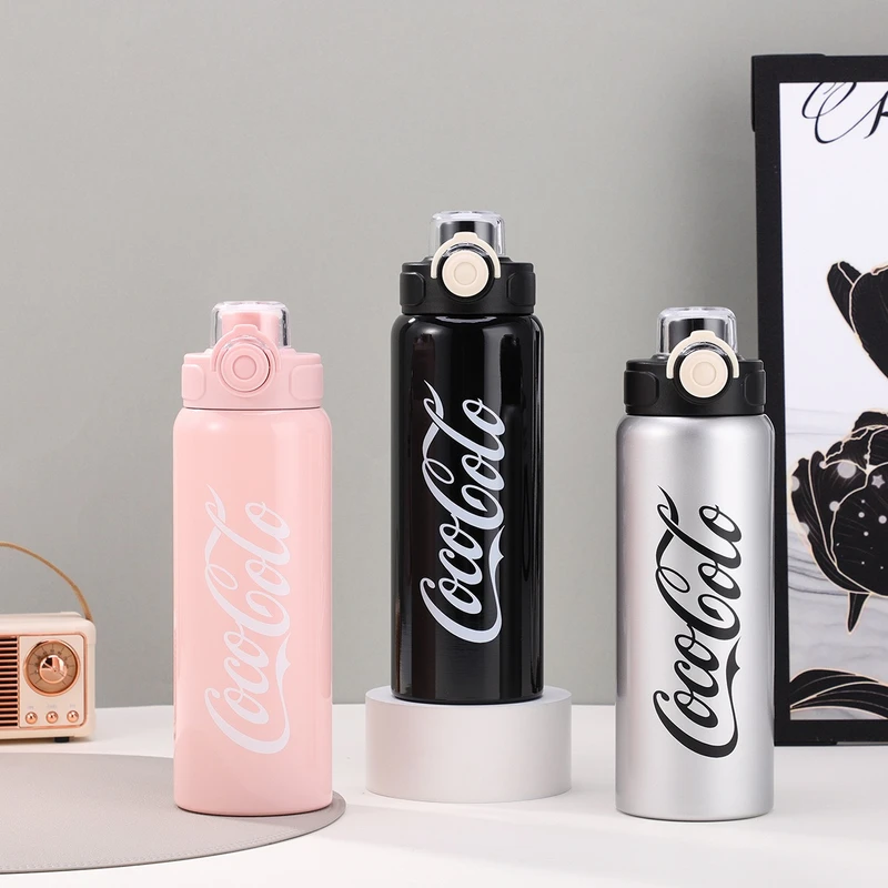 800ml Cola Water Bottle – Large Capacity Insulated Cup with Handle, Portable Outdoor Sports Flask with Flip-Top