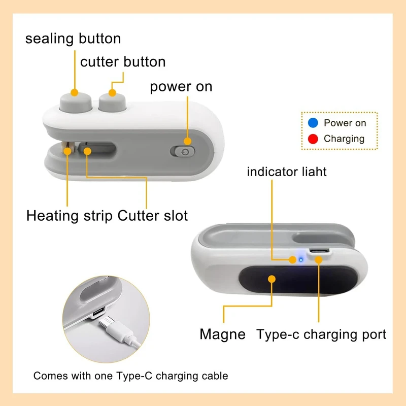 Mini Bag Sealer 2 in 1 USB Rechargeable - Image 5