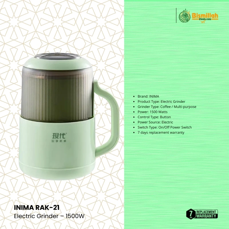 INIMA RAK-21 Electric Grinder – 1500W Heavy Duty Meat & Spice Grinder