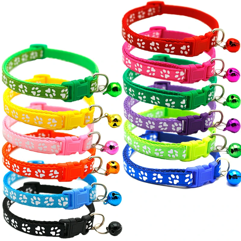 Cute Cat Bell Collar For Cats Dog Collar Teddy Bomei Dog Cartoon Funny Footprint Collars Leads Pet Cat Accessories Animal Goods - Image 8