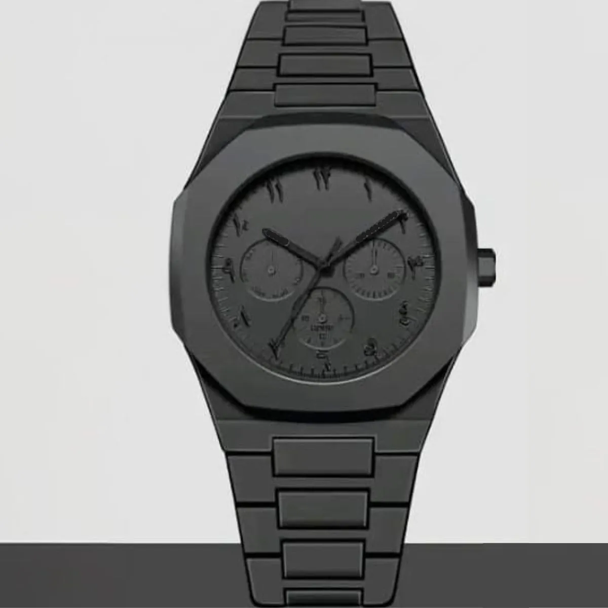 Arabic  Full Black Colour Chronograp Dial Arabic Watch Plastic Carbon Fiber body Watch - Image 4