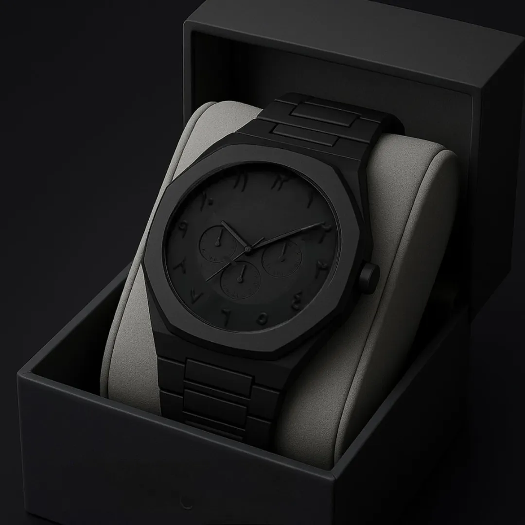 Arabic  Full Black Colour Chronograp Dial Arabic Watch Plastic Carbon Fiber body Watch - Image 5