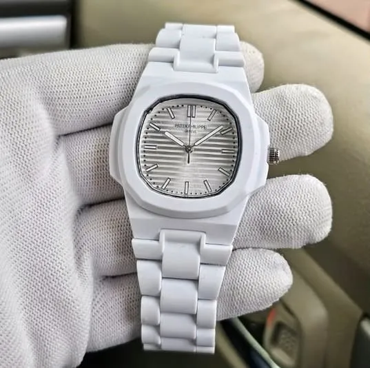 ROMAN WATCH MODEL 9090 FULL WHITE  COLOUR WATCH FOR MAN