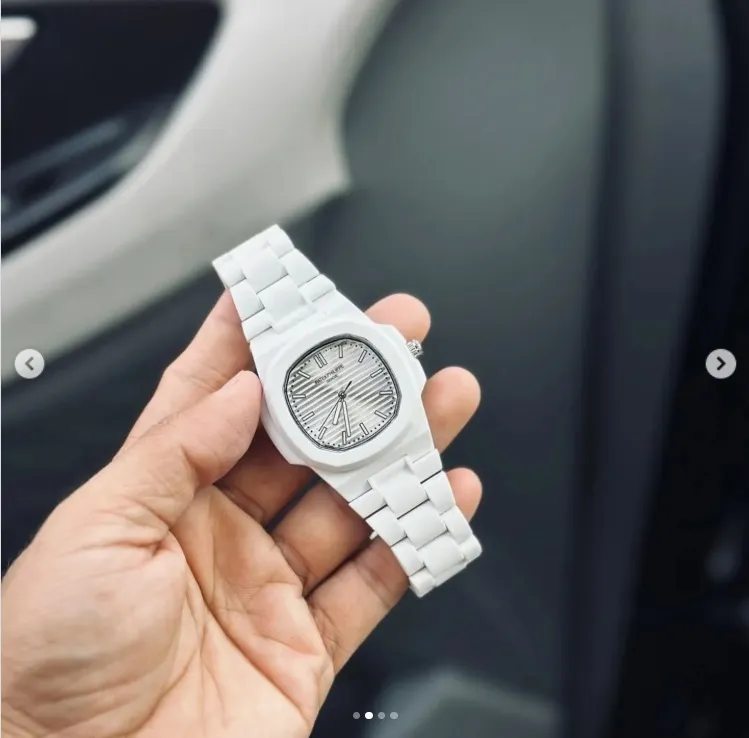 ROMAN WATCH MODEL 9090 FULL WHITE  COLOUR WATCH FOR MAN - Image 3