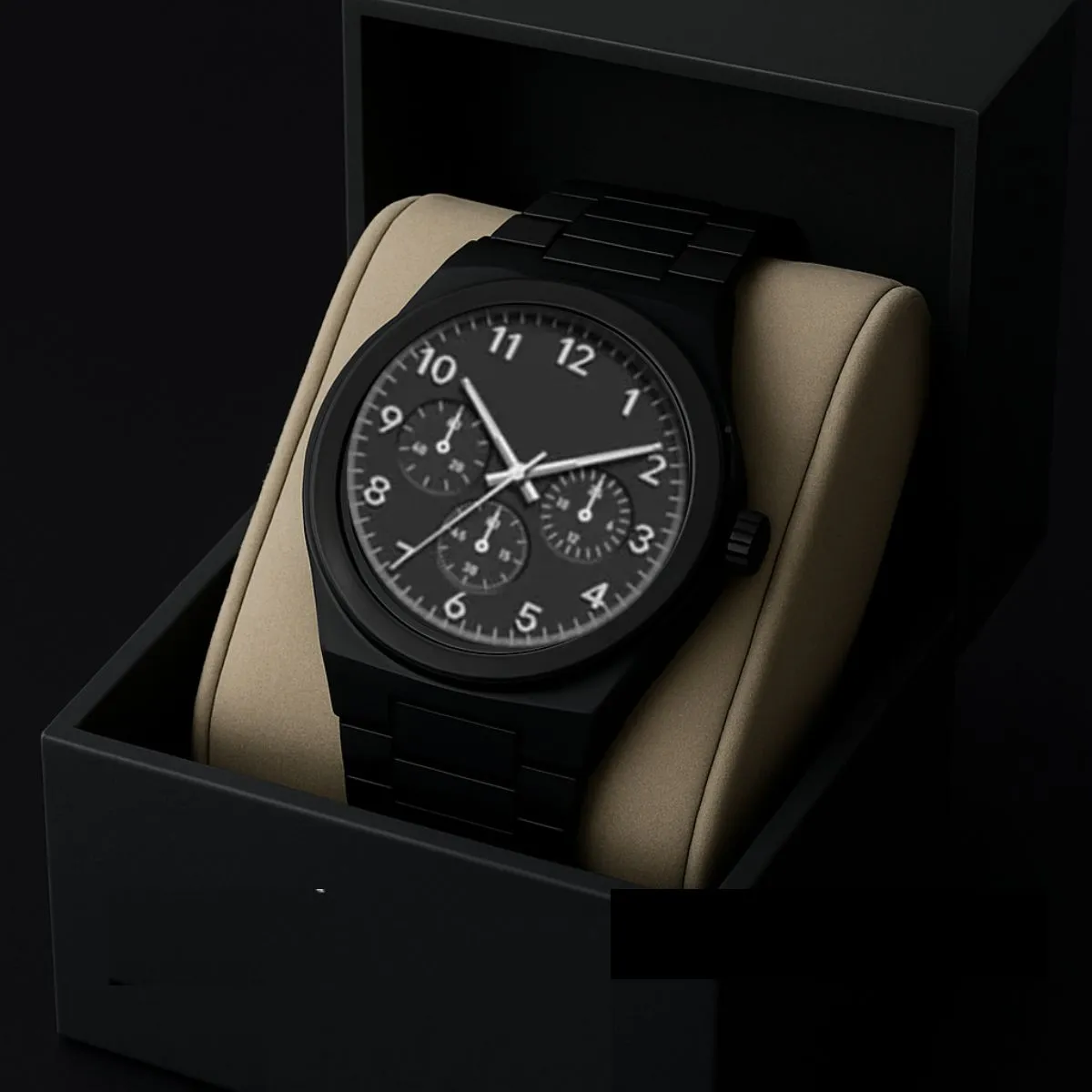 Arabic Plastic Carbon Fiber body Watch Full Black Colour  Watch Dial one two three mix  chornograf - Image 4