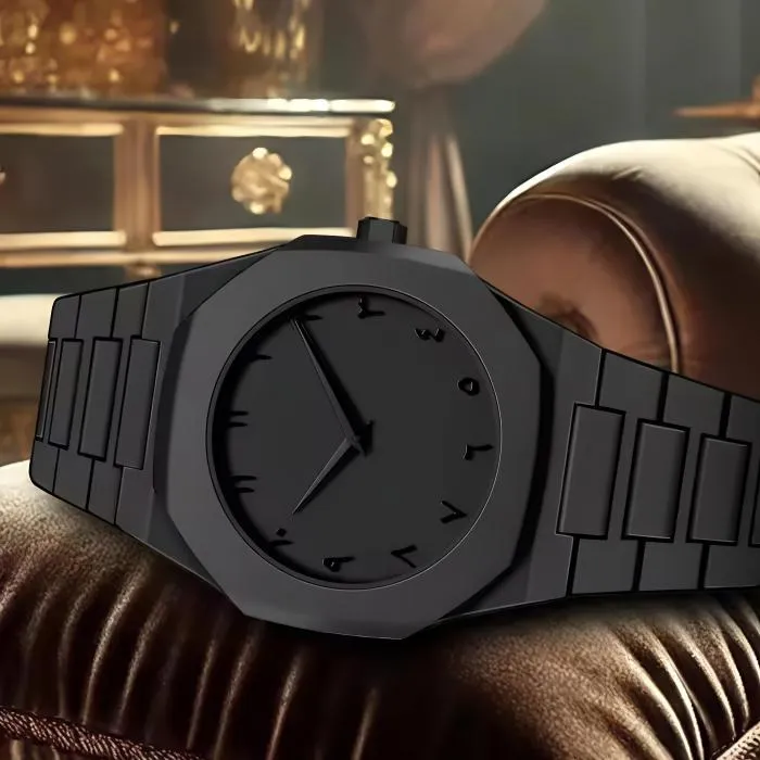 Arabic Plastic Carbon Fiber body Watch Full Black Colour Dial Arabic  এক পিস ব্যাটারি ফ্রি - Image 5