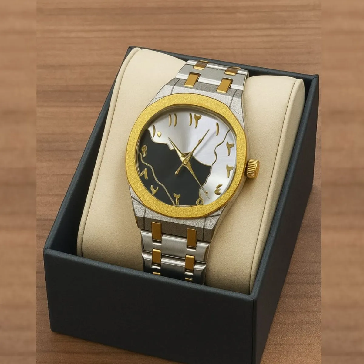 Arabic Chain Watch Toton ar Dial Black Or  White Colour watch for Man  এক পিস ব্যাটারি ফ্রি।