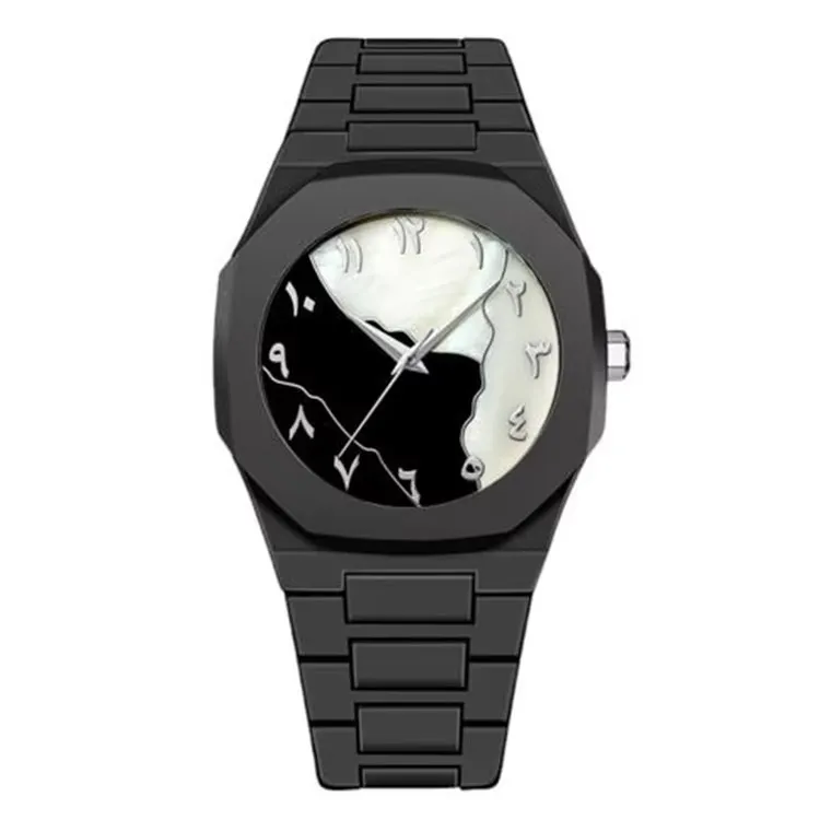 Arabic Plastic Carbon Fiber body Watch Dial Black or White Mix Colour Arabic Watch - এক পিস ব্যাটারি ফ্রি - Image 3