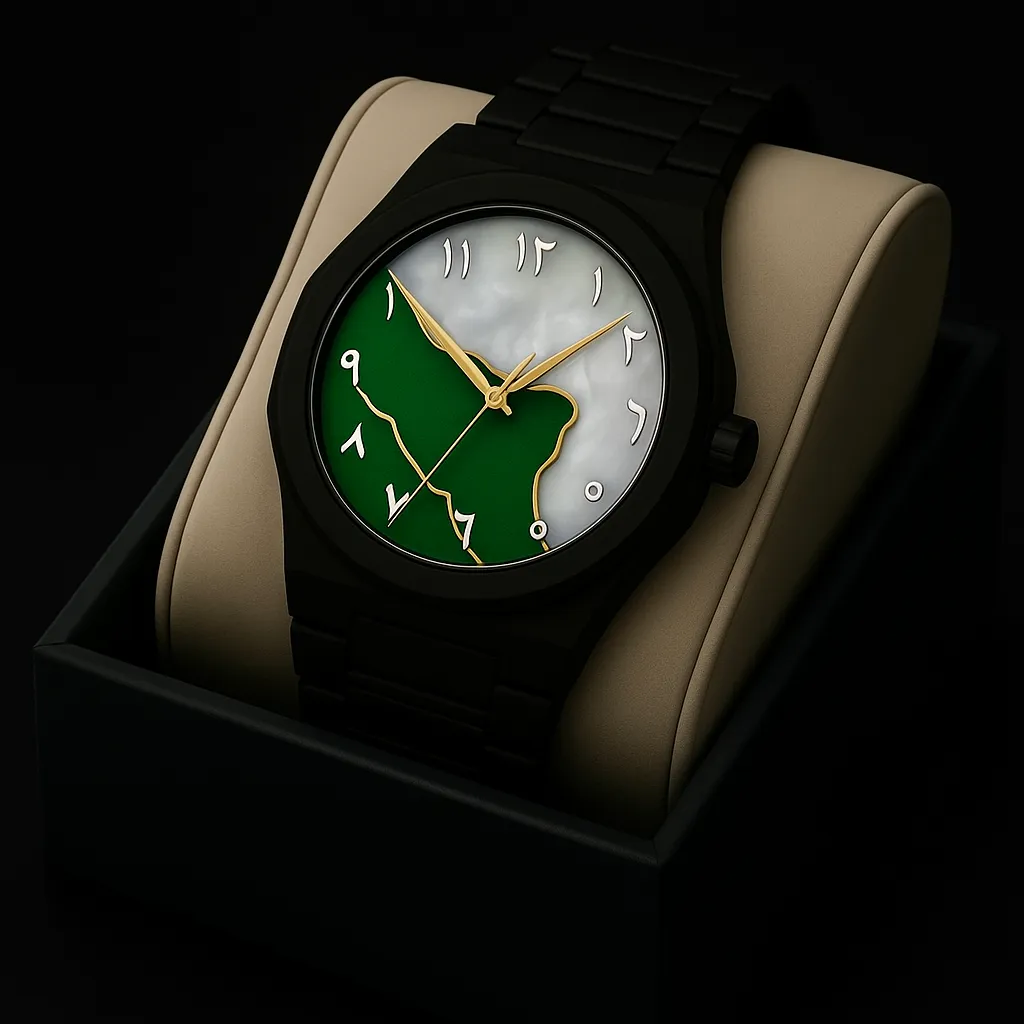 Arabic Plastic Carbon Fiber body Watch Dial Green or White Mix Colour Arabic Watch - এক পিস ব্যাটারি ফ্রি - Image 3