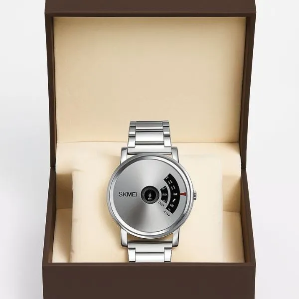 SKMEI WATCH MODEL 1260 Stainless Steel Watch For Men –  Full Silver Colour Watch - Image 4