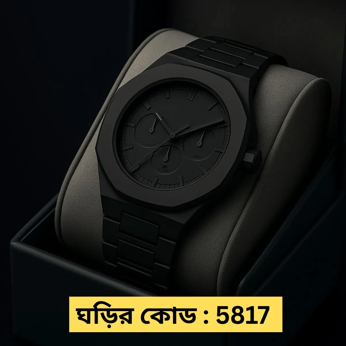 Roman  Full Black Colour Chronograp Dial Roman Watch Plastic Carbon Fiber body Watch
