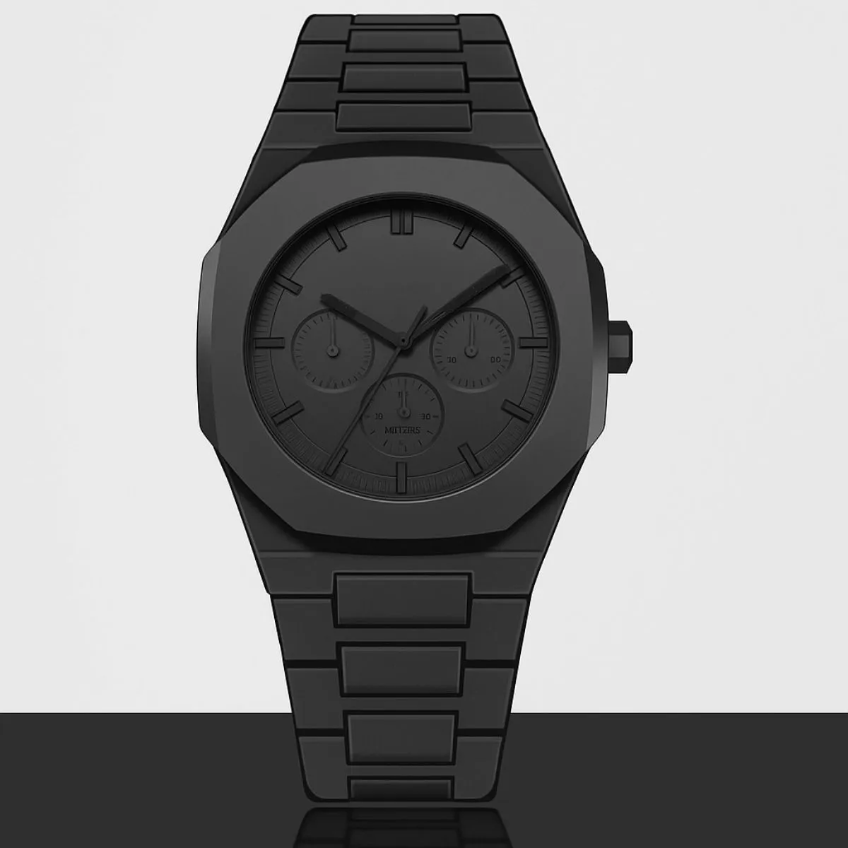Roman  Full Black Colour Chronograp Dial Roman Watch Plastic Carbon Fiber body Watch - Image 5