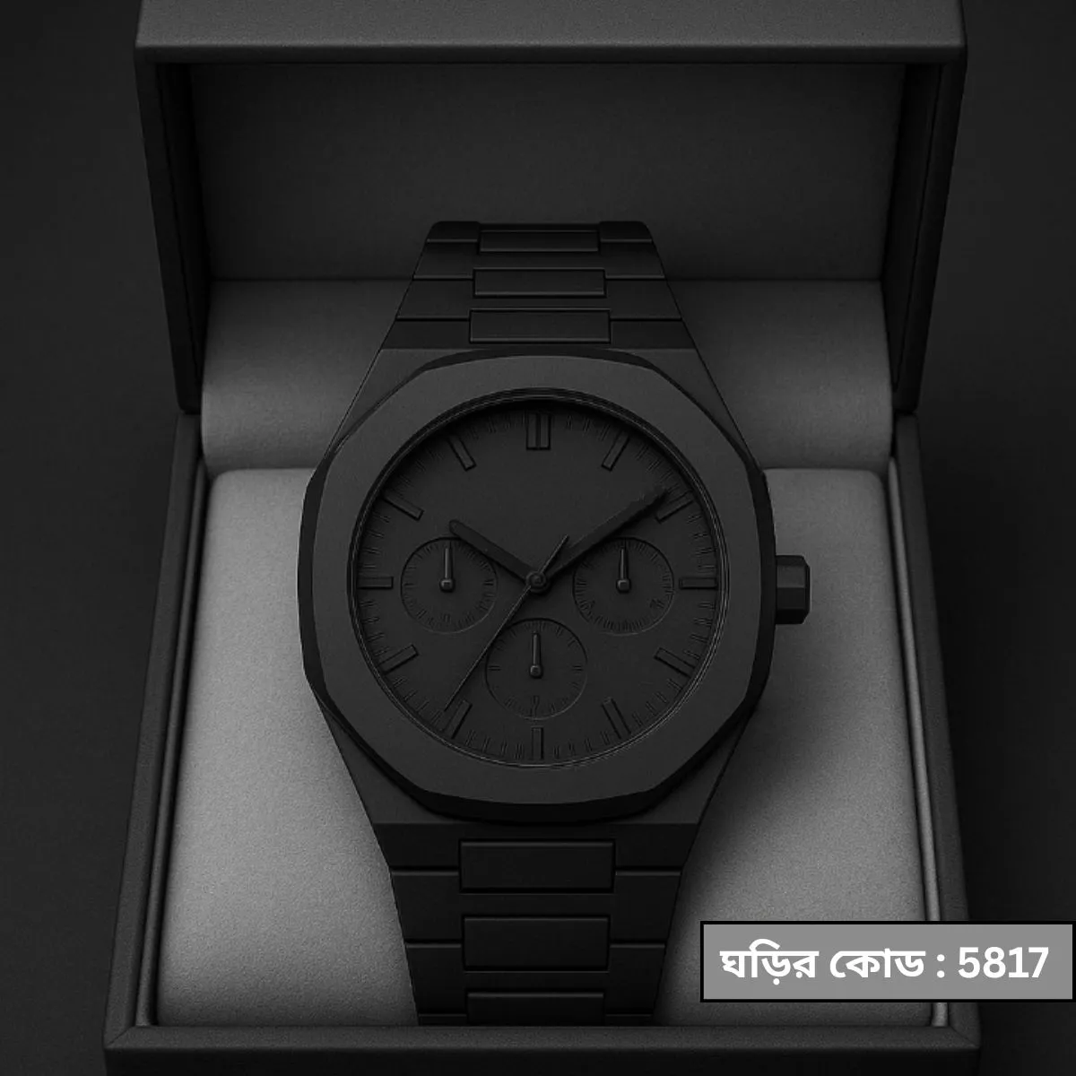 Roman  Full Black Colour Chronograp Dial Roman Watch Plastic Carbon Fiber body Watch - Image 7