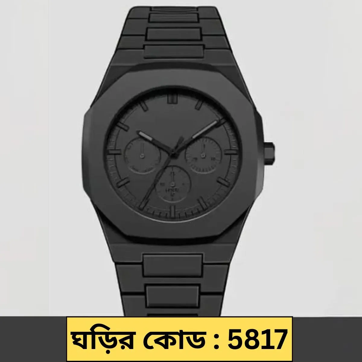 Roman  Full Black Colour Chronograp Dial Roman Watch Plastic Carbon Fiber body Watch - Image 4