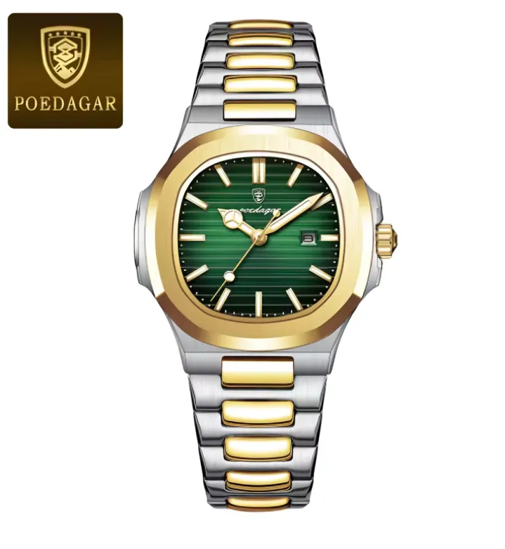 Poedagar Watch Model 613 Toton ar Dial Green Colour Watch For Man এক পিস ব্যাটারি ফ্রি।