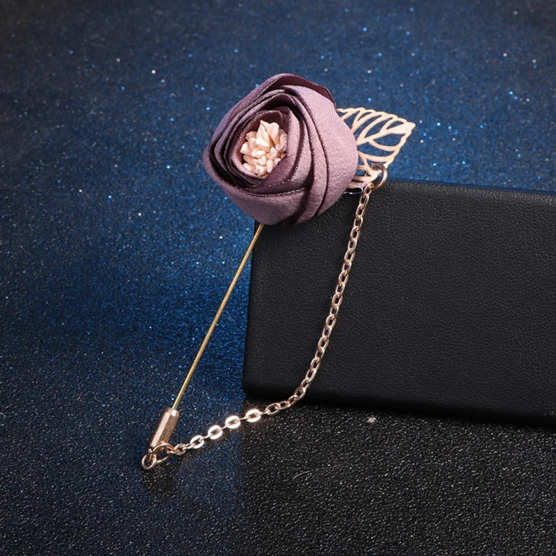 Tiny Rose Floral Lapel Pin With Metal Flower. FLP-16 - Image 6