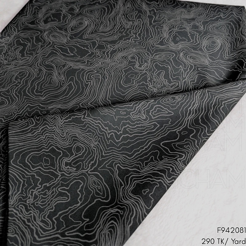 Black-Grey Topography Design Stretchable Fabric F942081