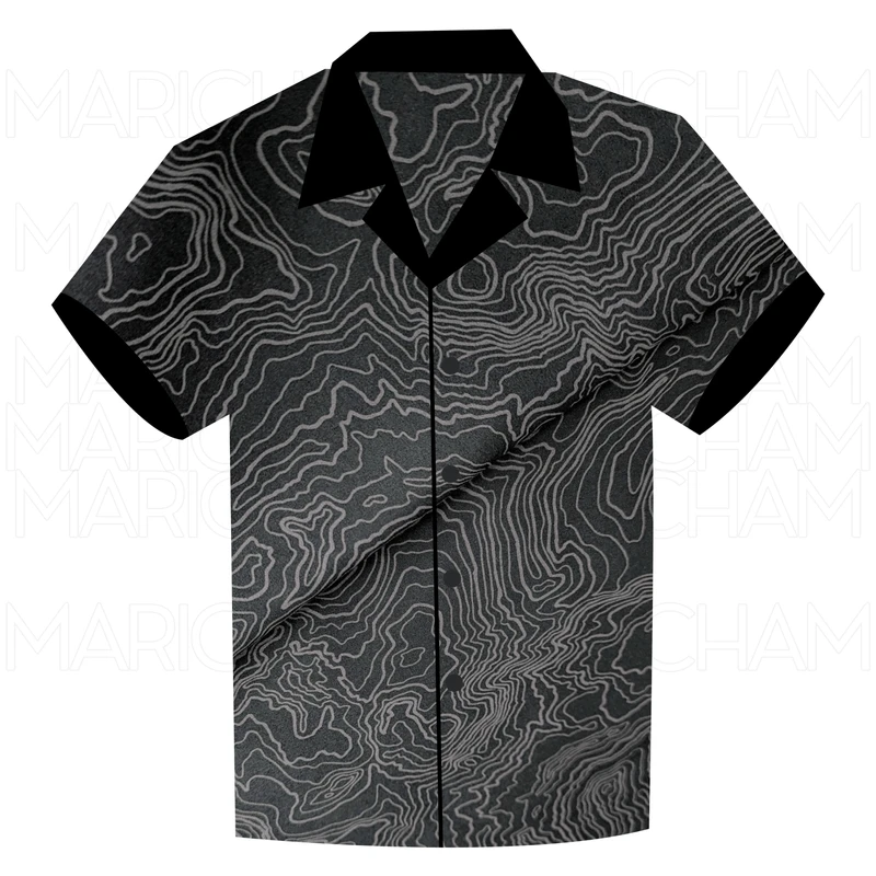 Black-Grey Topography Design Stretchable Fabric F942081 - Image 6
