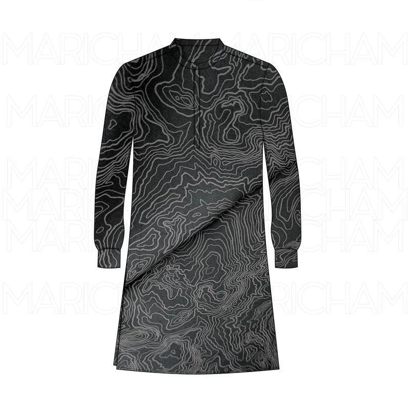 Black-Grey Topography Design Stretchable Fabric F942081 - Image 7