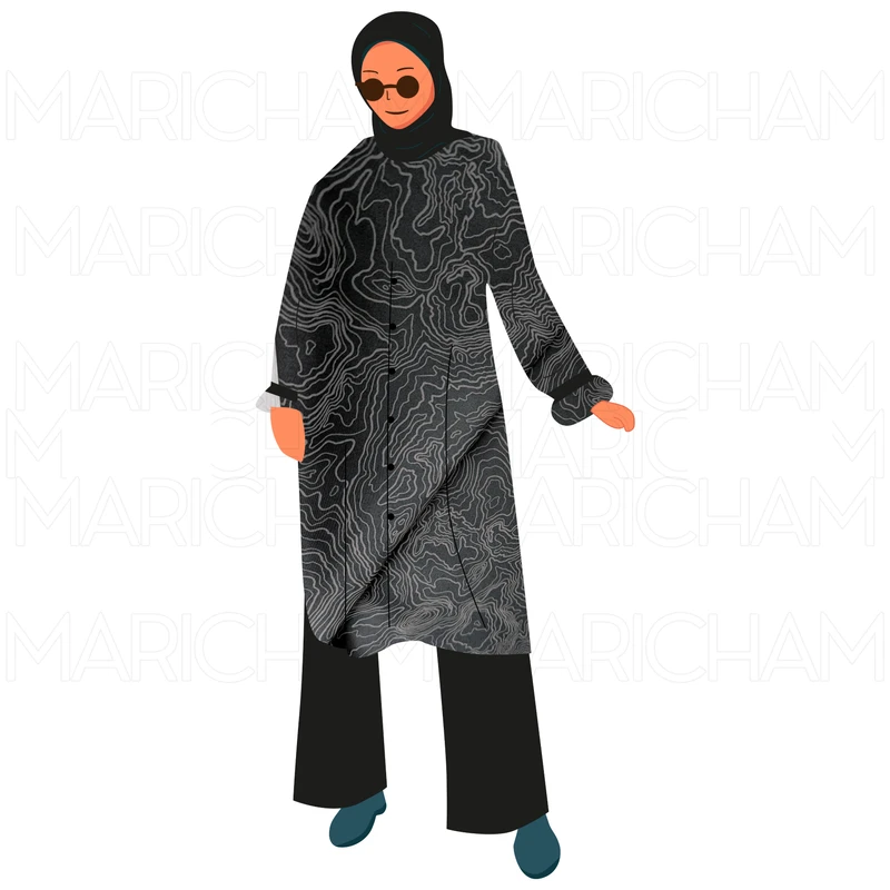 Black-Grey Topography Design Stretchable Fabric F942081 - Image 10