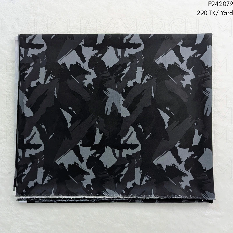 Black-Grey Camouflage Design Stretchable Fabric F942079 - Image 3