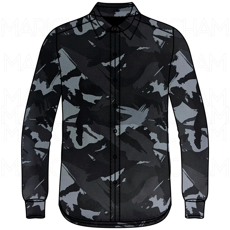 Black-Grey Camouflage Design Stretchable Fabric F942079 - Image 5