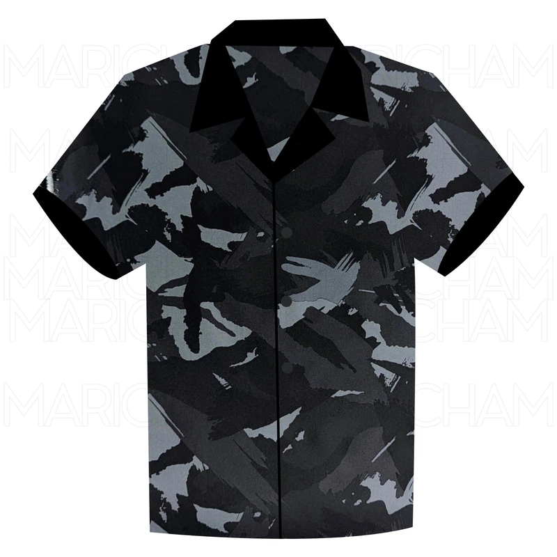 Black-Grey Camouflage Design Stretchable Fabric F942079 - Image 6