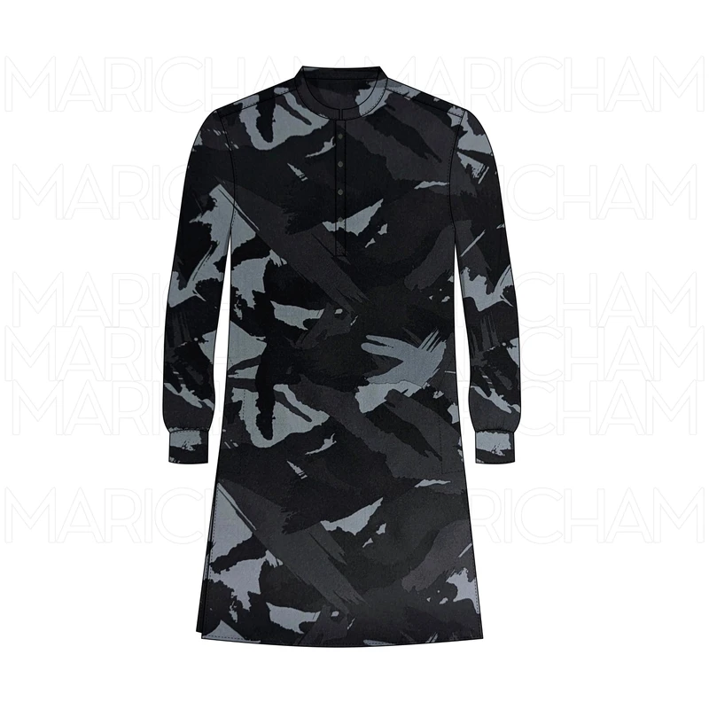 Black-Grey Camouflage Design Stretchable Fabric F942079 - Image 7