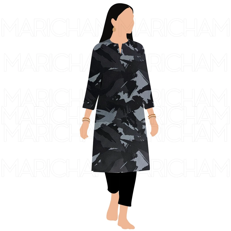 Black-Grey Camouflage Design Stretchable Fabric F942079 - Image 9