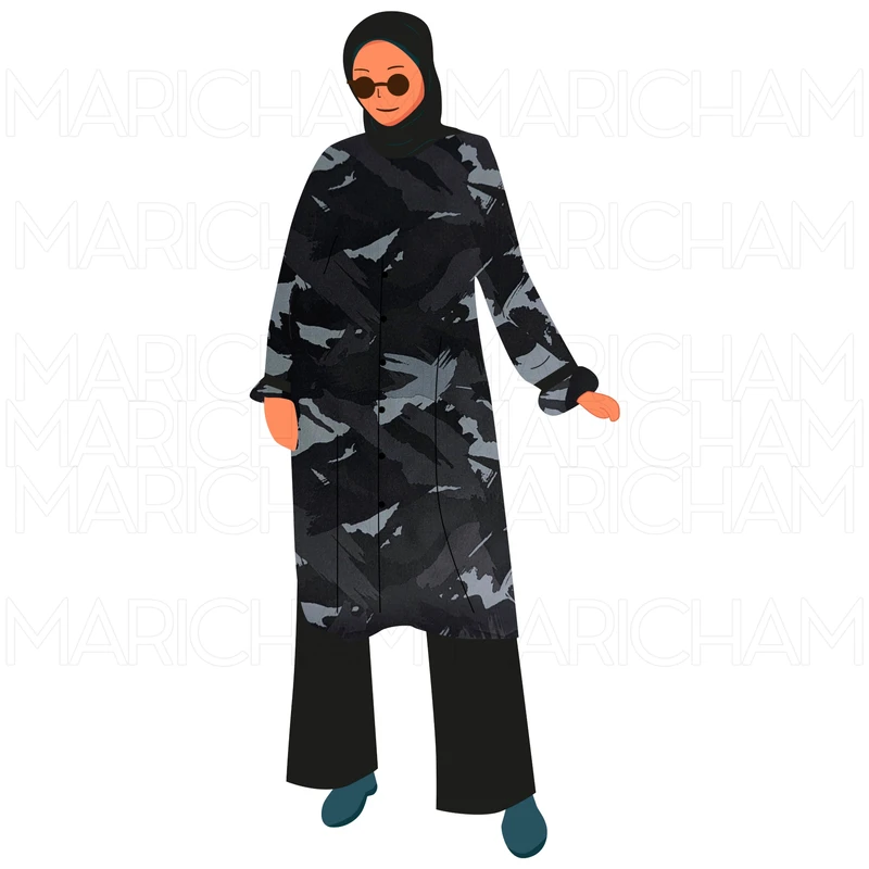 Black-Grey Camouflage Design Stretchable Fabric F942079 - Image 10