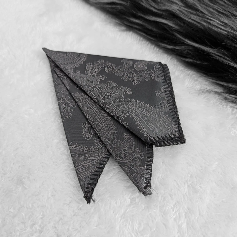 Dark Grey Paisley 10x10 Pocket Square. PS-19