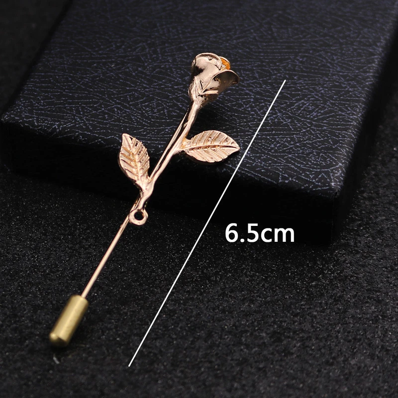Golden Rose Flower Metal Lapel Pin. MLP-57
