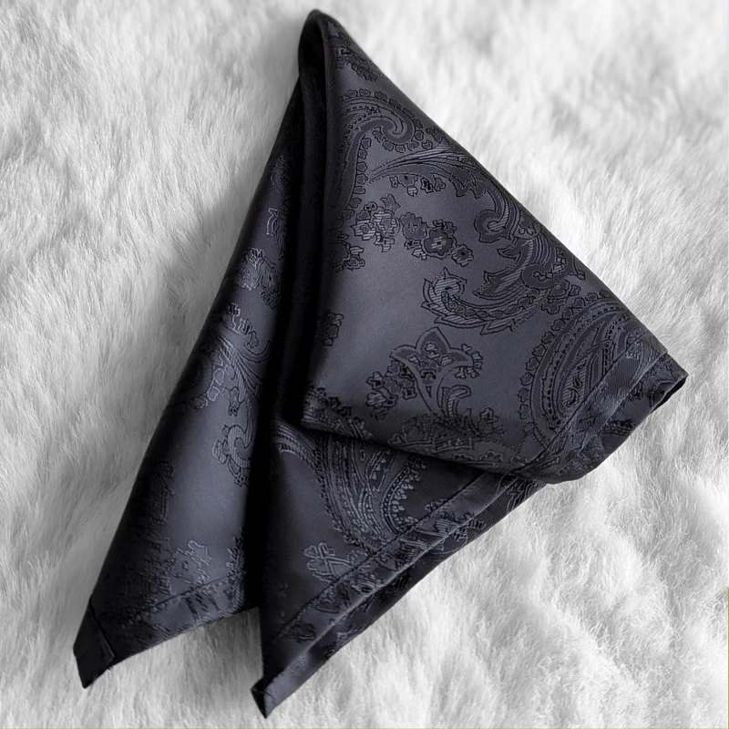Black Paisley 13x13 Pocket Square. PS-13055