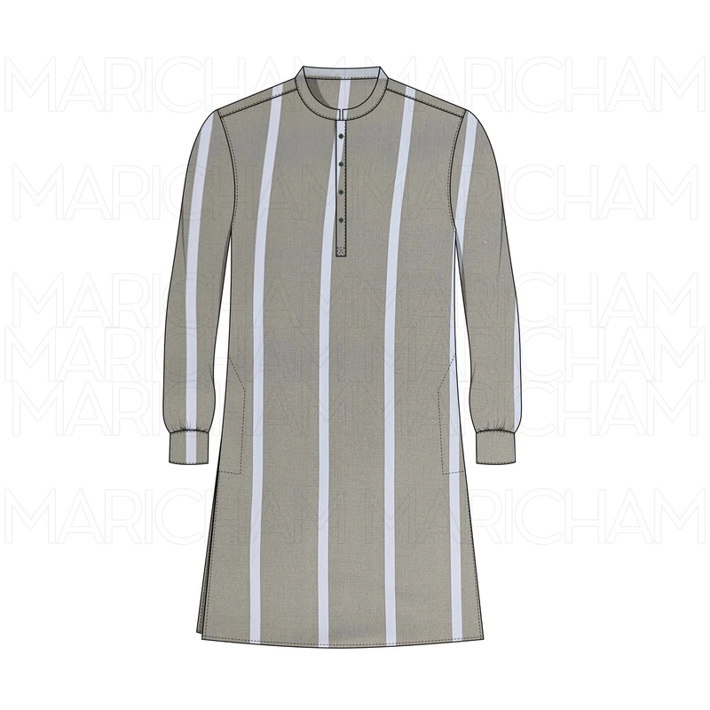 Tan-White Striped Cotton Fabric F942085 - Image 7
