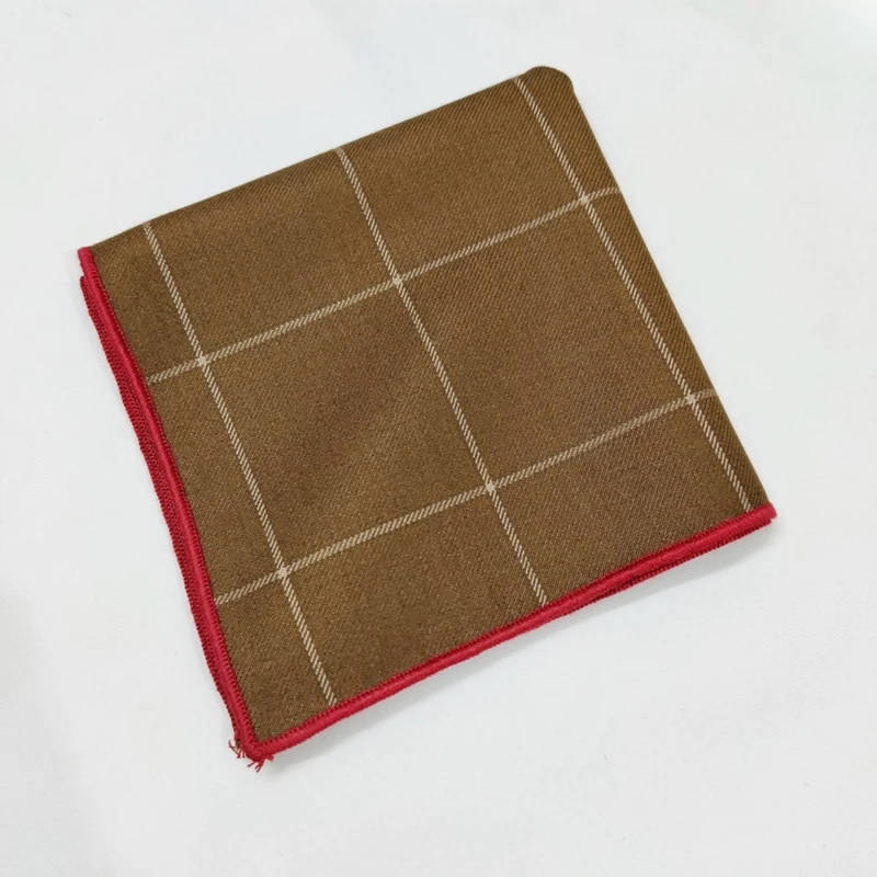 Brown Checkered Pocket Square. PS-11