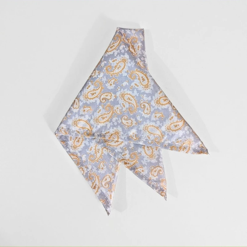 Grey Paisley Design Satin 13x13 Pocket Square. PS-13063 - Image 3