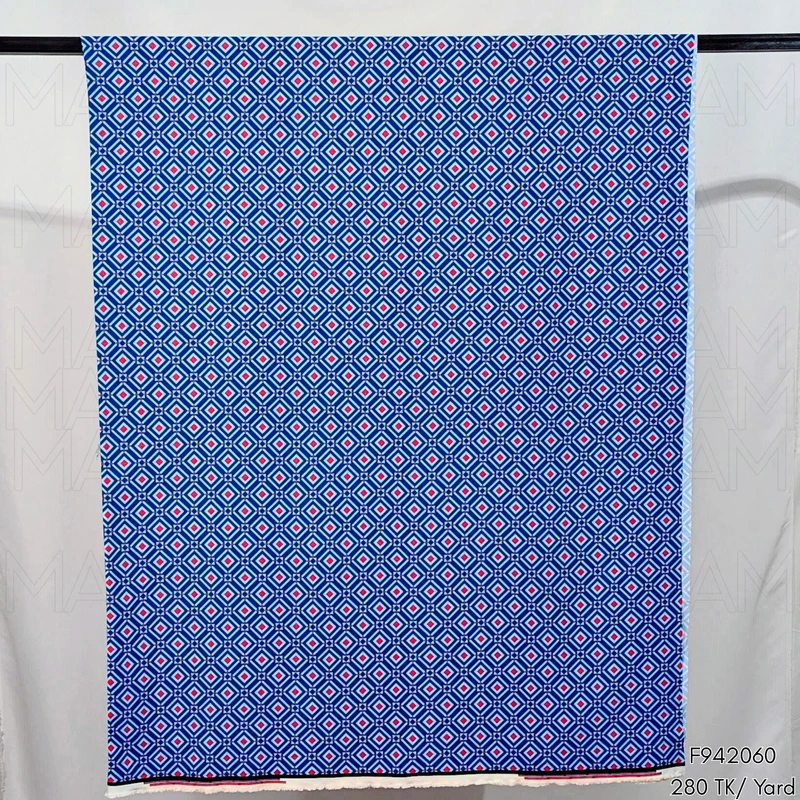 Blue-Paste-Orange Geometric Design Stretchable Fabric F942060 - Image 5