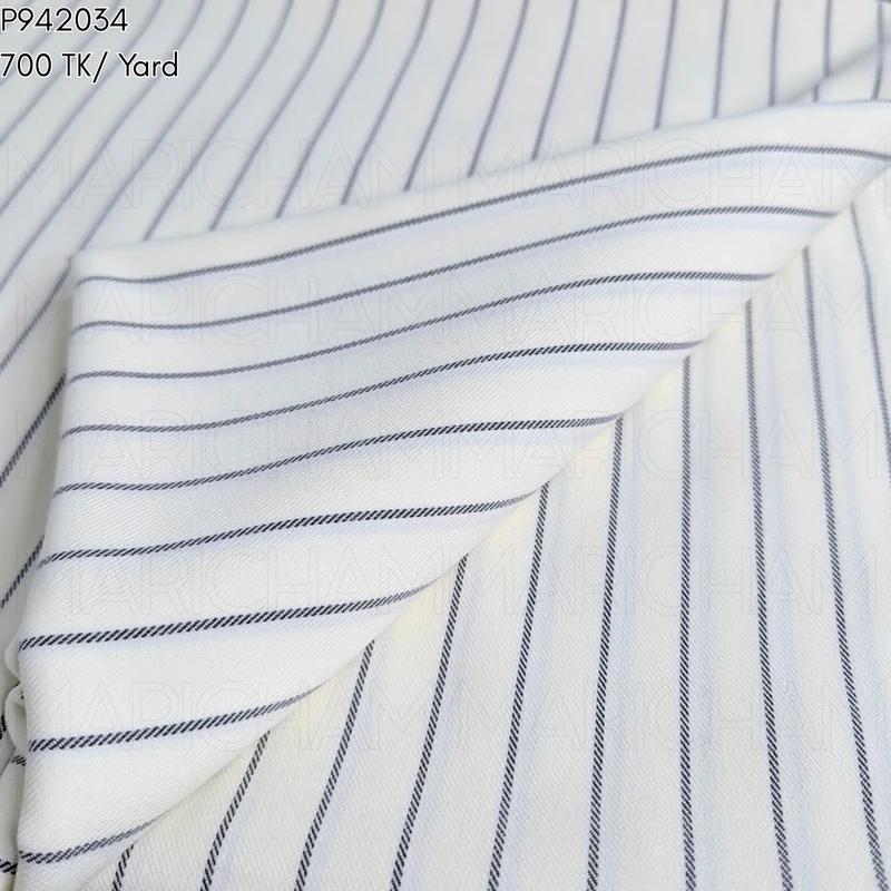 White-Blue Striped Stretchable Bottom Fabric P9420334