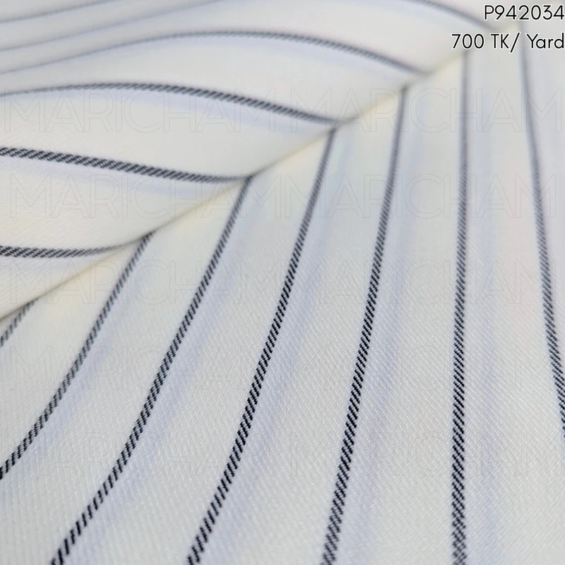 White-Blue Striped Stretchable Bottom Fabric P9420334