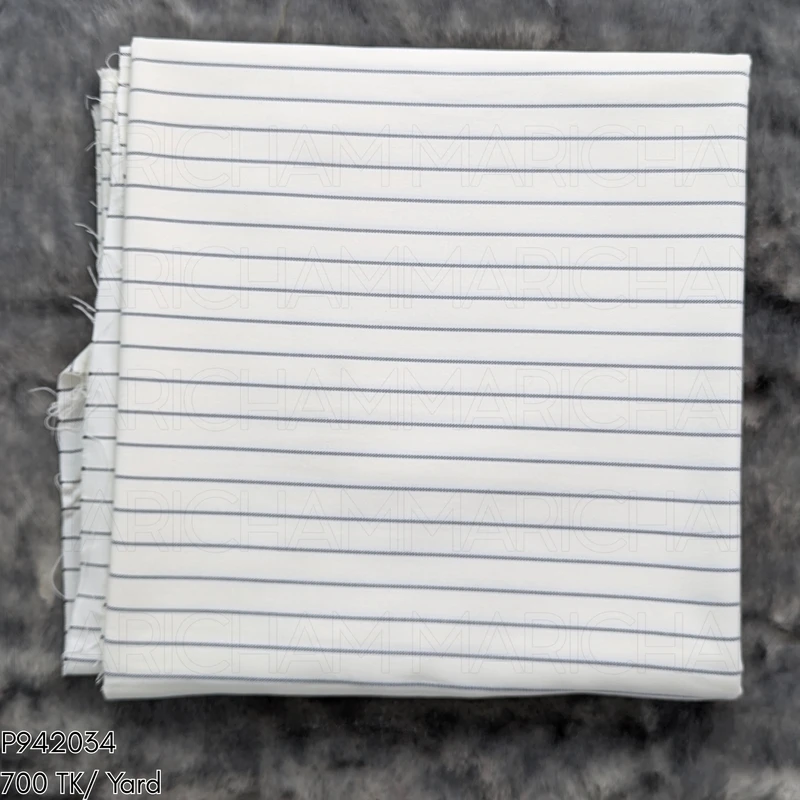 White-Blue Striped Stretchable Bottom Fabric P9420334 - Image 3