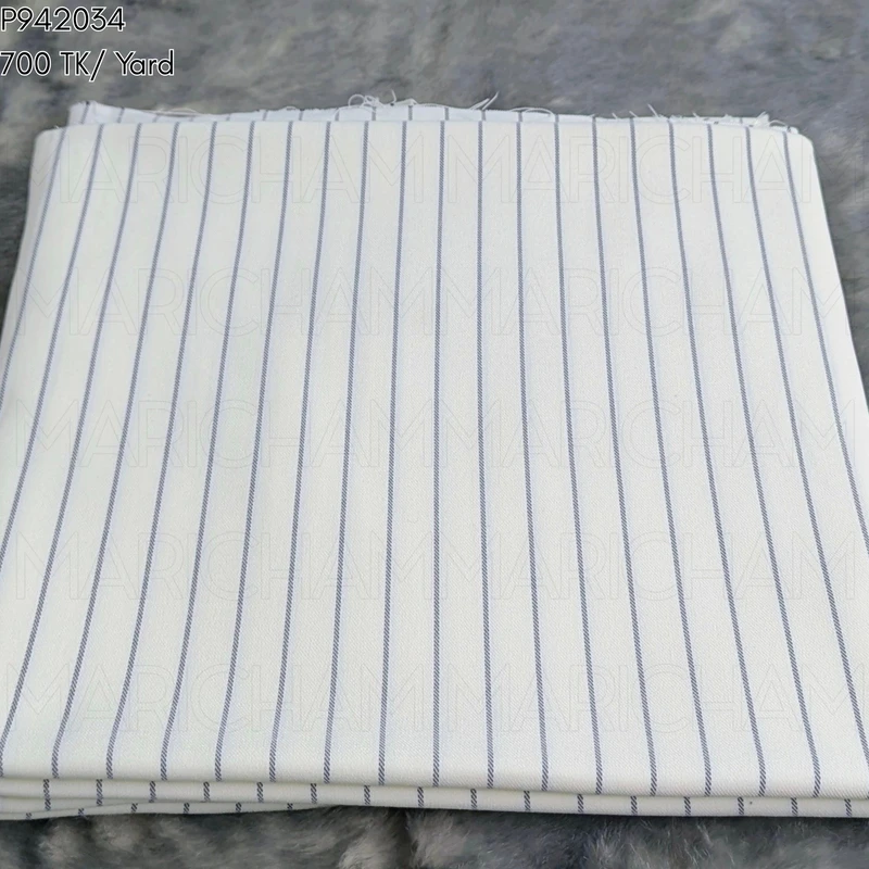 White-Blue Striped Stretchable Bottom Fabric P9420334 - Image 4