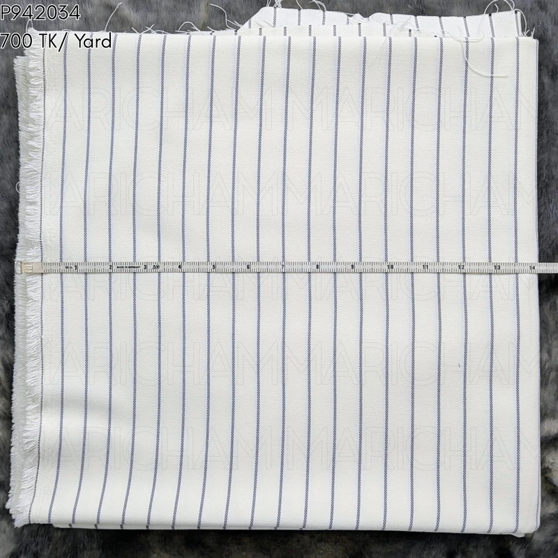 White-Blue Striped Stretchable Bottom Fabric P9420334 - Image 5