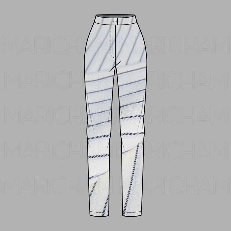 White-Blue Striped Stretchable Bottom Fabric P9420334 - Image 8