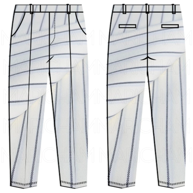 White-Blue Striped Stretchable Bottom Fabric P9420334 - Image 11