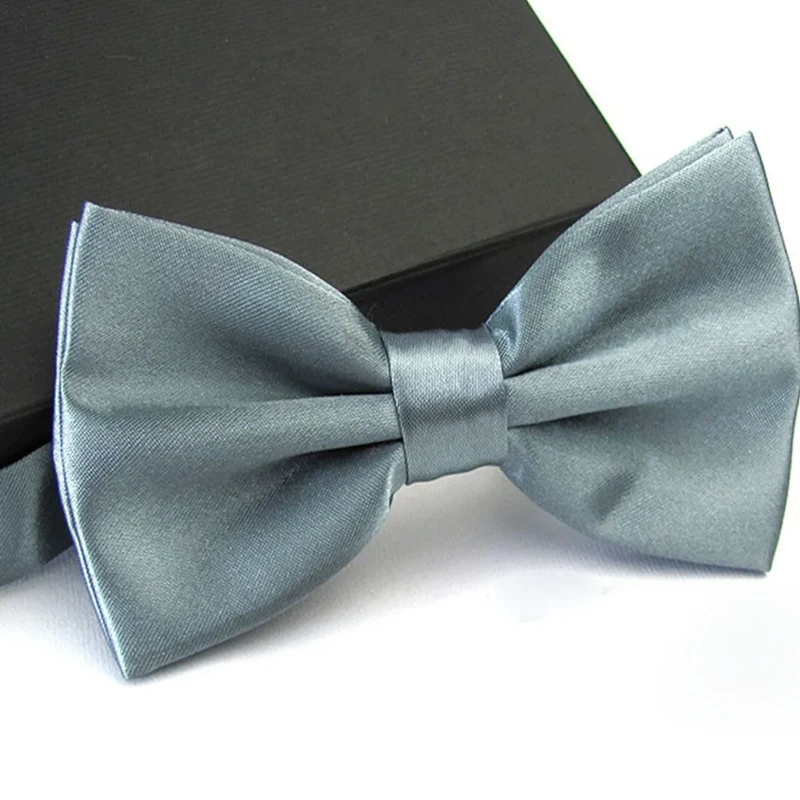 Smoke Gray Satin Bow Tie. Bow-1