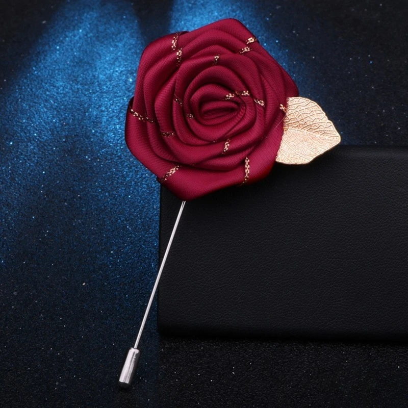 Glossy Silver Floral Lapel Pin With Golden Metal Flower. FLP-21 - Image 5