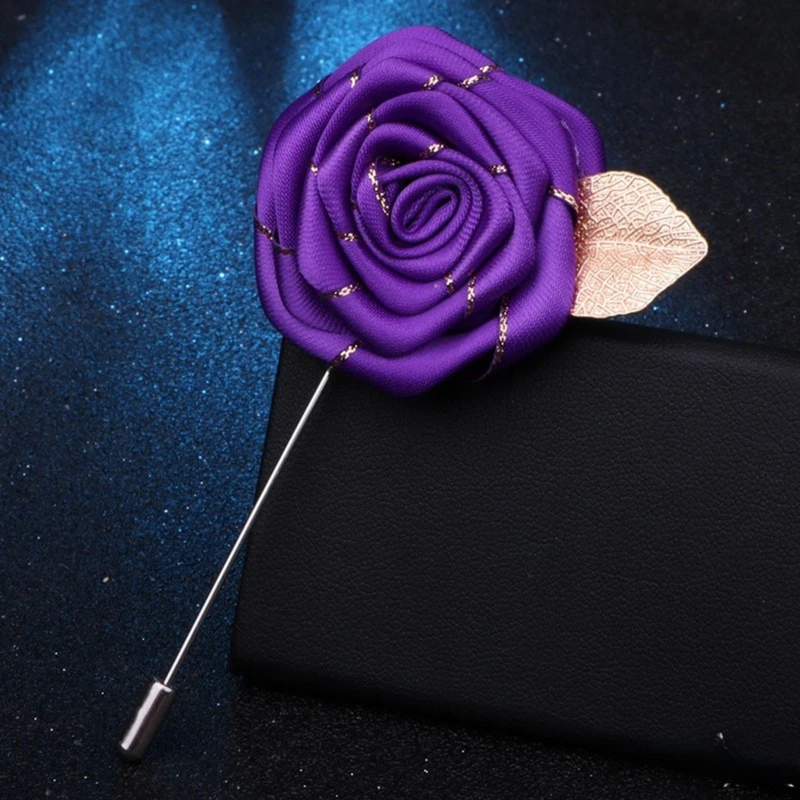 Glossy Silver Floral Lapel Pin With Golden Metal Flower. FLP-21 - Image 7